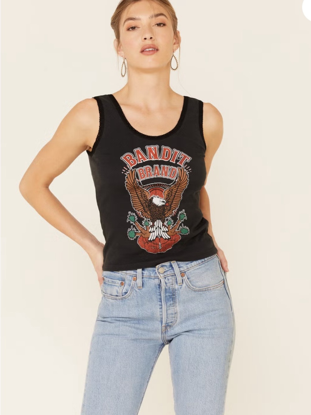 Bandit Brand Boot Barn Lace Trim Graphic Eagle Tank